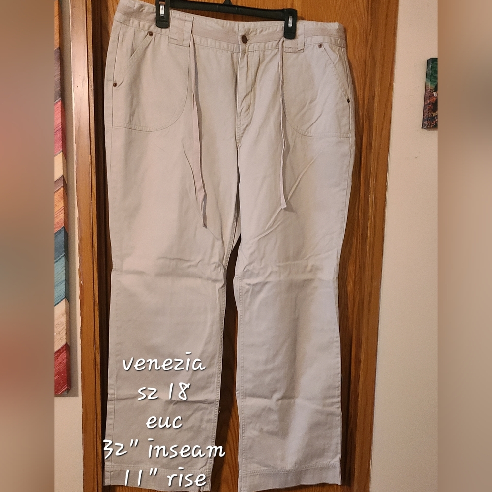 Venezia Womens Khaki Wide Leg Pants